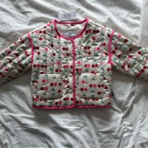 GAP Baby Cherry Print Jacket with Pink Accents Sz. 6-12mo NWT